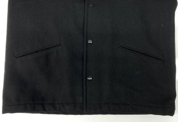 キャリー CALEE WOOL MELTON COACH JACKET ウール メルトン コーチ ジャケット ボタン 裏キルティング アウター 黒 ジャケット ロゴ ブラック XLサイズ 104MT-2146