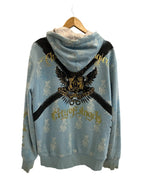 クリスチャンオードジェー Christian Audigier リバーシブル プリント ジップ フーディ Reversible Zip Hoodie 青×シルバー - パーカ ブルー 101MT-5240