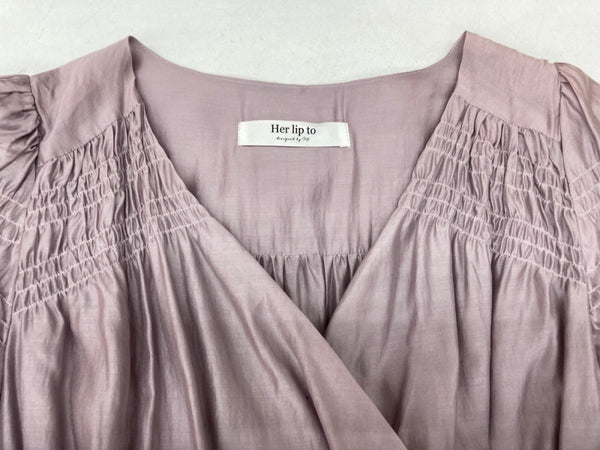 ハーリップトゥー Her lip to AIRY VOLUME SLEEVE DRESS エアリー ボリューム スリーブ ドレス ハイウエスト ウエストマーク MISTY LILAC くすみピンク 1231305044 ワンピース ピンク Sサイズ 104LT-168