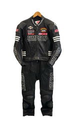 シンプソン SIMPSON オールレザー ライダーススーツ セパレート 本革 牛革 バイカー ツーリング 黒 つなぎ・オーバーオール ブラック Lサイズ 101MB-776