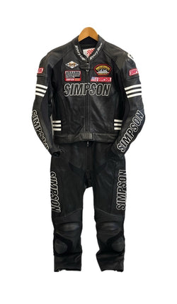 シンプソン SIMPSON オールレザー ライダーススーツ セパレート 本革 牛革 バイカー ツーリング 黒 つなぎ・オーバーオール ブラック Lサイズ 101MB-776