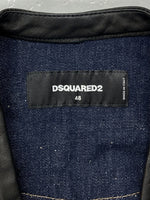 ディースクエアード DSQUARED2 DENIM VEST デニム ベスト FRINGE フリンジ LEATHER レザー INDIGO インディゴ S71FB0386 S30638 SIZE48 ベスト 刺繍 ネイビー 104MT-657