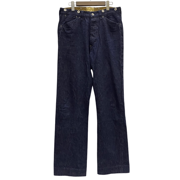 【曜日割引対象外】 ウエアハウス WAREHOUSE HELLER'S CAFE シンチバック サスペンダーボタン デニム ブルー 32サイズ 201MB-896 VB