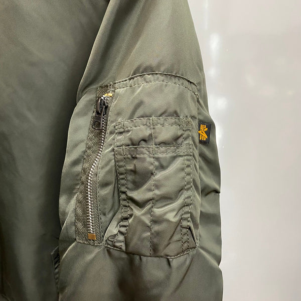【曜日割引対象外】 アルファ インダストリーズ ALPHA INDUSTRIES USA製 MA-1 フライトジャケット ナイロン ジャケット カーキ Mサイズ 201MT-4433