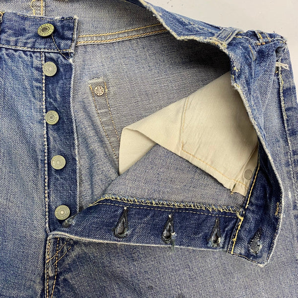 【曜日割引対象外】 リーバイス Levi's 60's 501XX 紙パッチ オフセット Vステッチ 隠しリベット足長R W32 デニム ブルー 201MB-1105 VB