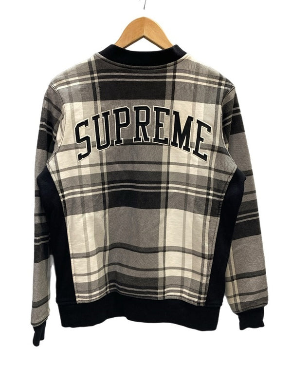 シュプリーム SUPREME Plaid snap front sweat スナップ フロント スウェット ロゴ刺繍 スナップボタン スウェットジャケット 黒 チェック ジャケット ブラック Sサイズ 101MT-3125