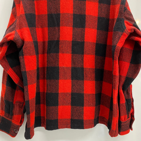 【曜日割引対象外】 エルエルビーン L.L.Bean 50's 筆記体黒タグ チェック柄 ウールジャケット 長袖シャツ レッド 201MT-4232 VB