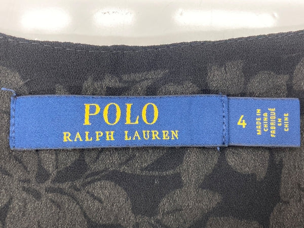 ラルフローレン RalphLauren ポロ POLO 現行タグ カシュクール ラップ ドレス ラップシルエット フレアスリーブ ロング丈 花柄 リボン BEIGE ベージュ系 ブラウン系 211705176001 ワンピース 花・植物 ベージュ SIZE4 104LT-193