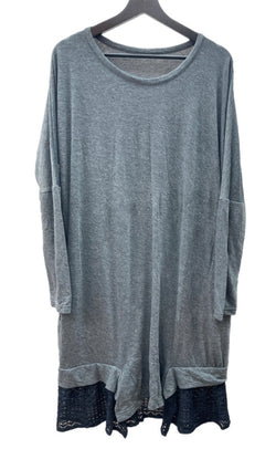 ワイズ Y's ヨウジヤマモト Yohji Yamamoto Lace Hem Long Cotton Cut And Sew Dress ポリエステル 裾レース 長袖 ドレス GRAY 灰 YX-T22-665 ワンピース グレー SIZE2 104LT-163