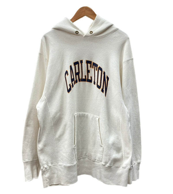 チャンピオン Champion 80's REVERSE WEAVE リバースウィーブ  トリコタグ ヴィンテージ ラバープリント アーチロゴ Carleton University カレッジ 白 パーカ プリント ホワイト XLサイズ 104MT-667