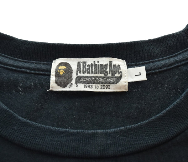 アベイシングエイプ A BATHING APE  RELAXED TIGER L/S TEE リラックスドタイガー ロングスリーブT バックプリント 袖プリント 001LTG801002X ロンT ブラック Lサイズ 103MT-3425