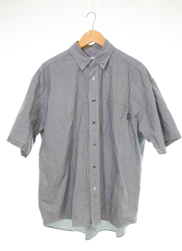 エブリワン   EVERYONE oversized B D check short sleeve shirt チェックボタンダウンシャツ EV-25-SH14  半袖シャツ グレー Mサイズ 103MT-3044