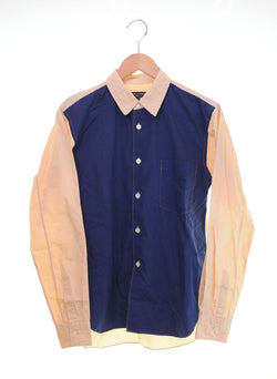 コムデギャルソンオムプリュス COMME des GARCONS HOMME PLUS AD2014 バイカラー切り替え PK-B059 長袖シャツ マルチカラー SSサイズ 103MT-2932