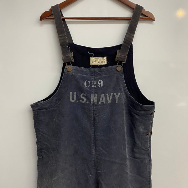 【曜日割引対象外】 ヴィンテージ vintage 40's U.S.NAVY デッキパンツ オーバーオール つなぎ・オーバーオール ネイビー Mサイズ 201MB-849 VB