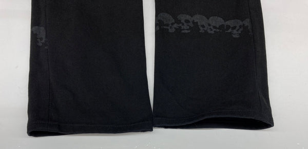 ヒステリックス HYSTERICS ローライズ ローウエスト ストレートパンツ ダメージ レース ドクロサークル 骸骨 Y2K 平成 日本製 BLACK 黒 3AP-4332 デニム スカル ブラック Sサイズ 104LB-52