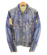 トーキング アバウト ジ アブストラクション TALKING ABOUT THE ABSTRACTION 転写 Wool Jacket ウール ジャケット 3rd TYPE チェック リバーシブル 2 ジャケット ブルー 103MT-2335