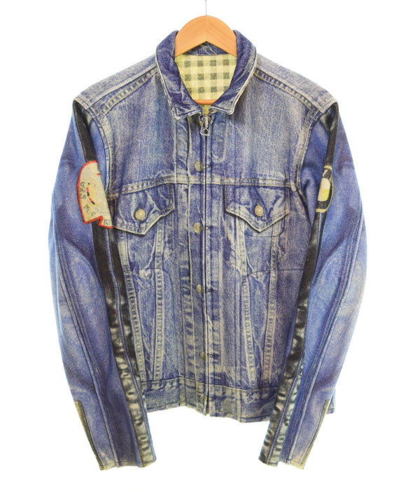 トーキング アバウト ジ アブストラクション TALKING ABOUT THE ABSTRACTION 転写 Wool Jacket ウール ジャケット 3rd TYPE チェック リバーシブル 2 ジャケット ブルー 103MT-2335