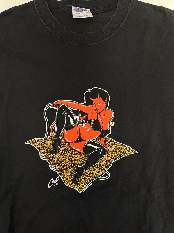 ヴィンテージ vintage 90s 1998 Vintage ヴィンテージ POSTER POP ポスターポップ COOP デビル 黒 US古着 XL Tシャツ ブラック LLサイズ 101MT-4678