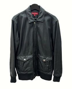シュプリーム SUPREME 07AW Leather Bomber Jacket レザー ボンバー ジャケット アウター ブルゾン ライダース 黒 ジャケット 無地 ブラック Mサイズ 104MT-1050