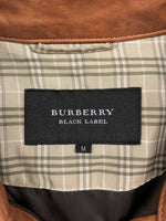 バーバリー Burberry BLACK LABEL LEATHER JACKET レザー ジャケット 革ジャン 裏地チェック ボタン アウター 茶 D1F09-408-54 ジャケット 無地 ブラウン Mサイズ 104MT-1700