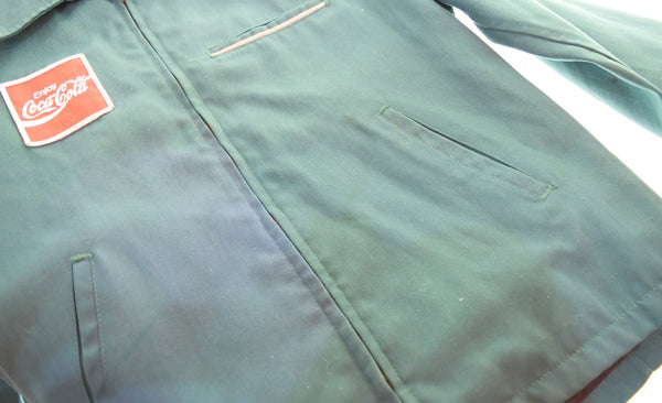ヴィンテージ Vintage 70s USA製 ワッペン ジップアップCoca-Cola Coke コカコーラ ワークジャケット 42 ジャケット グリーン 103MT-3329