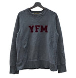 ヨウジヤマモト Yohji Yamamoto Y's for men 茶タグ YFM レタリング 前Ｖ はめ込みＶ ガゼット サイドリブ カレッジ トレーナー 灰色 サイズ3 スウェット ロゴ グレー 104MT-2186