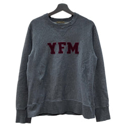 ヨウジヤマモト Yohji Yamamoto Y's for men 茶タグ YFM レタリング 前Ｖ はめ込みＶ ガゼット サイドリブ カレッジ トレーナー 灰色 サイズ3 スウェット ロゴ グレー 104MT-2186