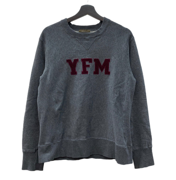 ヨウジヤマモト Yohji Yamamoto Y's for men 茶タグ YFM レタリング 前Ｖ はめ込みＶ ガゼット サイドリブ カレッジ トレーナー 灰色 サイズ3 スウェット ロゴ グレー 104MT-2186