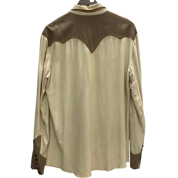 【曜日割引対象外】 ヴィンテージ vintage 40’s Circle A Western Wear Rayon Gabardine Shirt USA製 長袖シャツ ベージュ 201MT-4446 VB