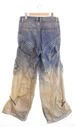 パーソンソール PERSON SOUL 23AW ウォッシンググラデーションデニム ジーンズ ギミック Y2K テック系 デニム ブルー LLサイズ 103MB-448