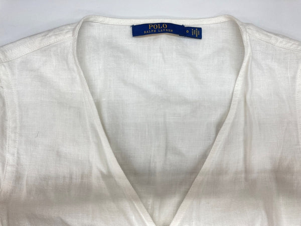 ラルフローレン RalphLauren ポロ POLO 現行タグ リネン ラップ ドレス 麻 LINEN DRESS ラップシルエット カシュクール ロング丈 リボン WHITE 白 211806799002 ワンピース ホワイト SIZE0 104LT-192