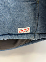 エクストララージ XLARGE ACTIVE DUCK PUFFER JACKET INDIGO アクティブ ダック パッファージャケット インディゴ 中綿ジャケット デニム フード ロゴ XL ジャケット ブルー LLサイズ 101MT-5389