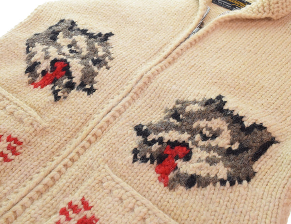 東洋エンタープライズ TOYOENTERPRISE CHESWICK カウチンセーター Made in CANADA 狼柄 ウルフ柄  Wolf Pattern アイボリー 38 ジャケット ホワイト 103MT-3109