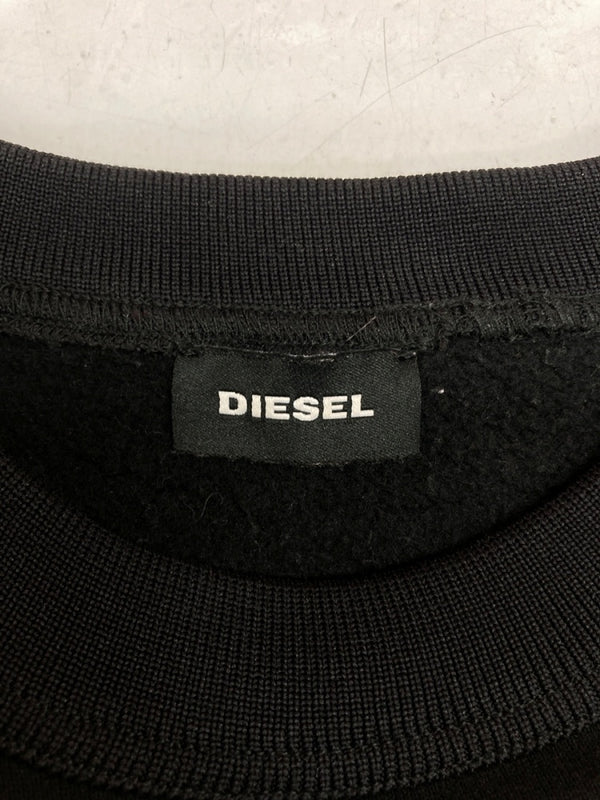 ディーゼル DIESEL K-RUSHIS SWEATER スウェット切替 セーター ニット ハトメ 長袖 黒 セーター 無地 ブラック Mサイズ 104MT-1603