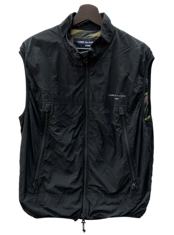 コムデギャルソン COMME des GARCONS オム HOMME ナイロン タイプライター NYLON ジップアップ ダブルジップ ロゴ プリント 日本製 BLACK 黒 HM-V001 ベスト ワンポイント ブラック Mサイズ 104MT-2012
