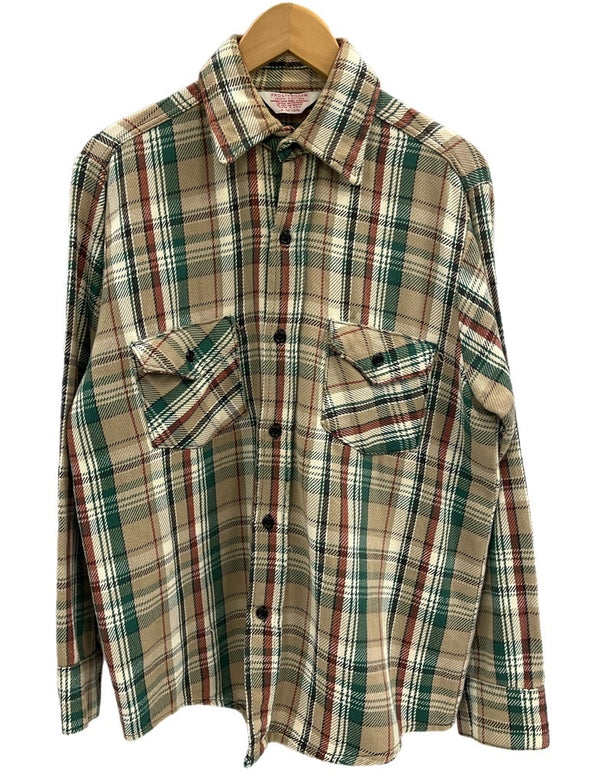 フロストプルーフ FROSTPROOF 70s～ Vintage ヴィンテージ コットン ネルシャツ チェックシャツ  US古着 長袖シャツ ベージュ Mサイズ 101MT-4089
