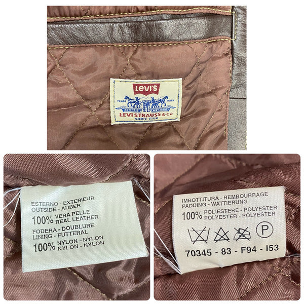 【曜日割引対象外】 リーバイス Levi's 90's LEATHER TRUCKER JACKET 70345-83-F94-153 ジャケット ブラウン Lサイズ 201MT-4094 VB