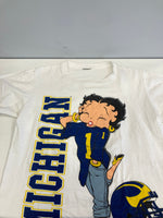 ヴィンテージ vintage 90's 90s Beetty Boop MICHIGAN カレッジ NFL ベティースミス  - Tシャツ ホワイト フリーサイズ 101MT-3732