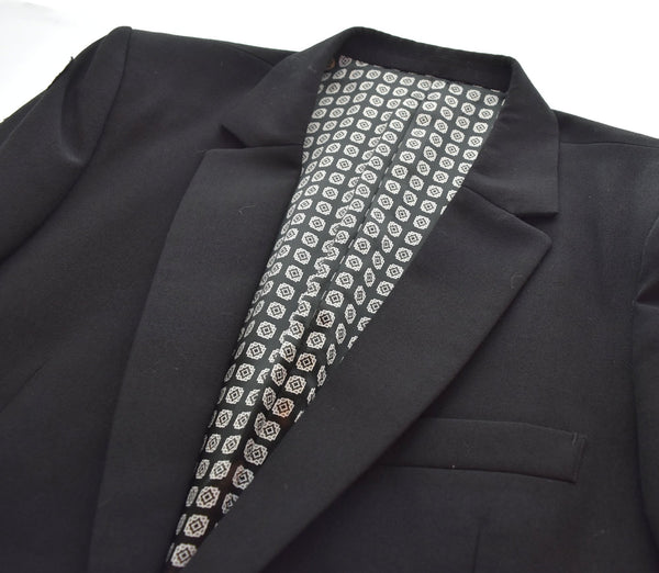 ナンバーナイン NUMBER (N)INE 04SS DREAM期 ドリーム期 裏地小紋柄 フリンジ加工 テーラード ジャケット ジャケット ブラック 103MT-2509