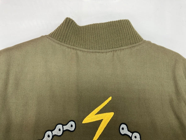 ステューシー STUSSY × チャレンジャー CHALLENGER Blend Ice Cream Work Vest ブレンド アイスクリーム ワーク キルティング バック刺繍 KHAKI 緑 ベスト ワンポイント カーキ Lサイズ 104MT-1752