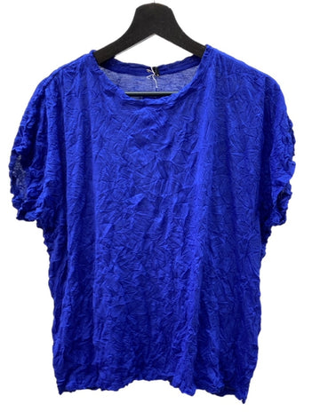 イッセイミヤケ ISSEY MIYAKE me Cauliflower Tシャツ Meringue T-SHIRT ジャージー クラッシュ加工 Crinkle 日本製 BLUE 青 MI82JK612 半袖カットソー 無地 パープル 104LT-104