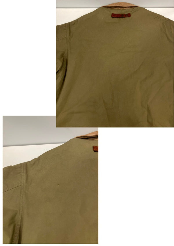 ウィリスアンドガイガー Willis & Geiger リバーシブル 裏チェック 襟レザー カバーオール ハンティング ジャケット カーキ Mサイズ 101MT-5082