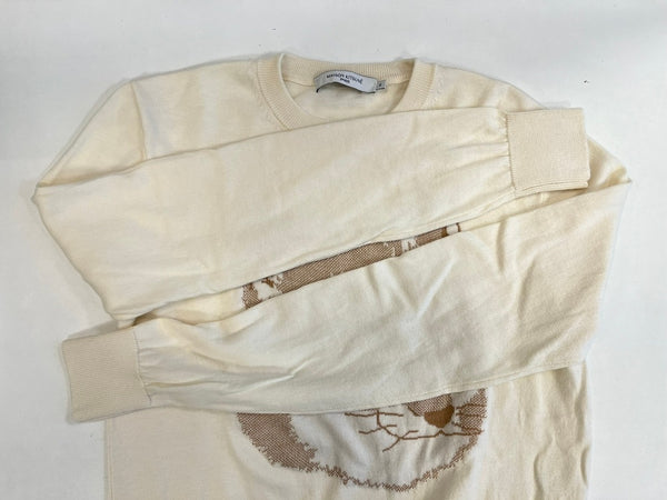 メゾンキツネ MAISON KITSUNE フォックスヘッド メリノウール クルーネック FOX HEAD CREW KNIT IU00527KT1058 XS セーター ホワイト SSサイズ 101MT-5265