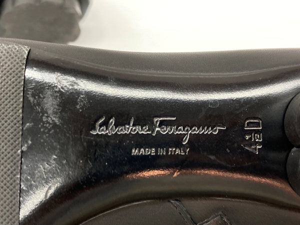 サルヴァトーレフェラガモ Salvatore Ferragamo ショートブーツ ポインテッドトゥ ブロックヒール サイドジップ レザー MADE IN ITALY イタリア製 BLACK 黒 YR 12859 レディース靴 ブーツ その他 ブラック SIZE 4 1/2 104S-918