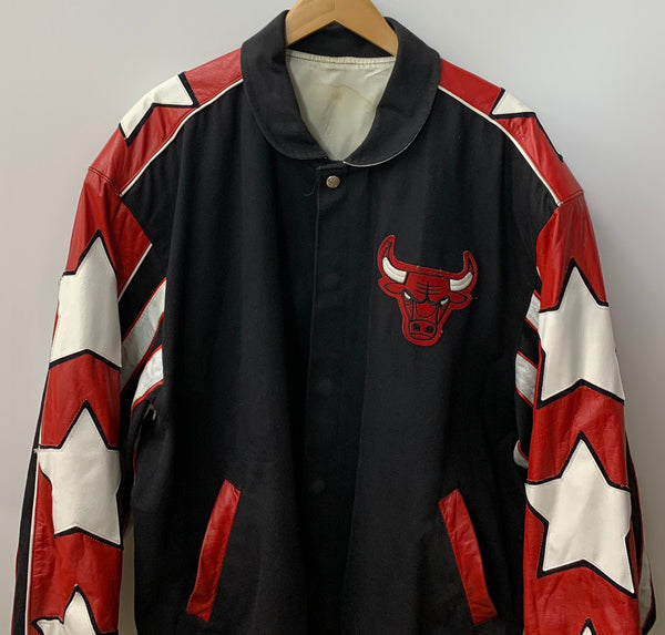 【曜日割引対象外】　ジェフハミルトン JEFF HAMILTON  90s シカゴブルズ CHICAGO BULLS 278 STAR BULL USA製 リバーシブル ジャケット ロゴ マルチカラー XLサイズ 201MT-2261