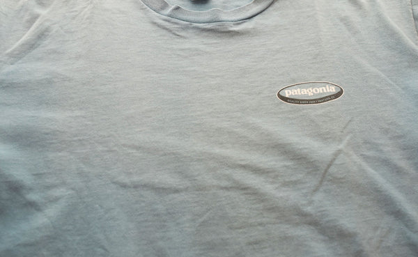 パタゴニア PATAGONIA 90s 90's 90年代 USA製 オーバルロゴ プリント 長袖Tシャツ 青 ロンT ブルー Lサイズ 103MT-1988