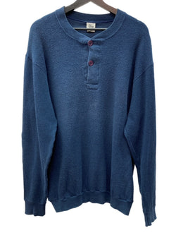 ステューシー STUSSY OLD 白タグ 90's 前期～中期 USA製 ヘンリーネック HENLEY NECK サーマル ワッフル 長袖 カットソー リブ NAVY 紺 ロンT 無地 ネイビー Lサイズ 104MT-1774