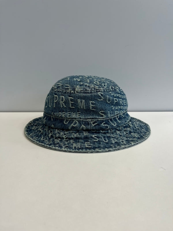シュプリーム SUPREME 21SS Warp Jacquard Logos Denim Crusher ワープジャカードロゴ デニムクラッシャー バケットハット 帽子 メンズ帽子 ハット ブルー 101hat-183