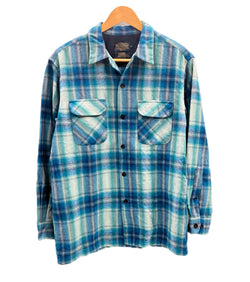 ペンドルトン PENDLETON SURF PENDLETON WOOL ウール チェックシャツ シャドーチェック オンブレ ボードシャツ  ネルシャツ 開襟 オープンカラー ボックス  長袖シャツ ブルー Mサイズ 101MT-5362