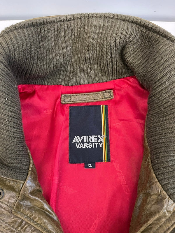 アヴィレックス AVIREX レザー フルジップ フライト ジャケット オリーブ 6181019 XL ジャケット カーキ LLサイズ 101MT-5092